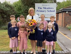 Mrs Morris with some of her pupils