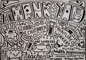 A piece of Joe Whale's artwork for Prince William and Kate's Royal Train Tour