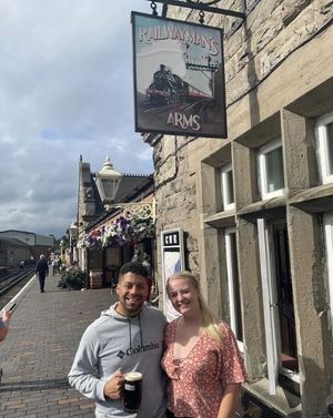 Josh and Charlotte outside the Railwayman's Arms, Bridgnorth. Photo: @shropshire_swillers