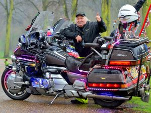 Supporting image for story: Goldwings light up streets of Shrewsbury for charity - with video and pictures