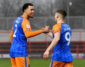 Luca Hoole celebrates his goal with George Lloyd