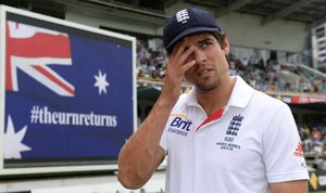 England's Alastair Cook appears dejected after losing the match and the Ashes