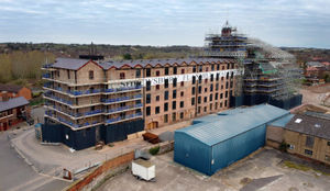 Scaffolding on the Flaxmill earlier this year
