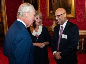 King Charles (left) with Joanna Lumley and Saleh Saeed from The Disasters Emergency Committee during a reception at Buckingham Palace, central London to recognise the UK’s contribution to humanitarian efforts across the world and to mark 60 years of the Disasters Emergency Committee