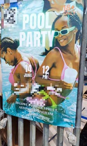A poster advertising the pool party event in Newtown, Birmingham. Photo submitted by police.