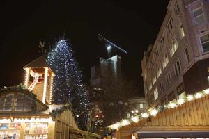 View of the scaffold shrouded 103 Colmore Row from Victoria Square