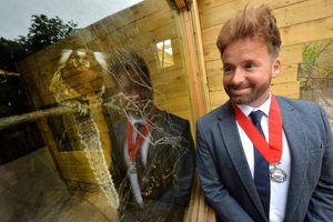 Lawley's deputy mayor Ian Preece has a rival for his hair from the little monkey