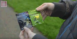 A scene from BBC3's Drugs Map of Britain, which shows sachets of the substances