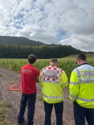 Crews at the scene are carrying out assessments for hotspots with a drone. Picture: SFRS Craig Jackson on X