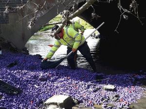 Supporting image for story: Environmental problems limited after lorry loses its load of plastic bottles