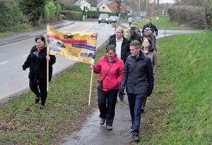 Gavin Williamson joined campaigners to walk from Codsall Community High School to Perton to highlight the alleged dangers of the route