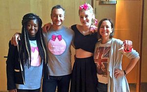 Daniella Bernard, Margot's father Yaser, Grace Hynds and Nadia, Margot's auntie