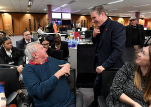 Pensioner Tony Whitehouse presses his points to Sir Keir after the question-and-answer session