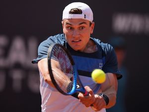 Jack Draper hits a backhand against Corentin Moutet