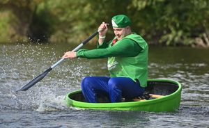 A racer for the Holland & Clay heating engineers ' Team, 'Sinks for a Living'