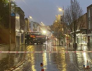 The bus soon after it crashed in Fisher Street, Dudley. Photo: Tarja Williams 