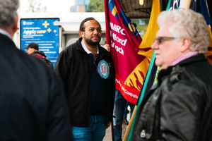 People protested the proposed closure of ticket offices in Telford on Saturday.