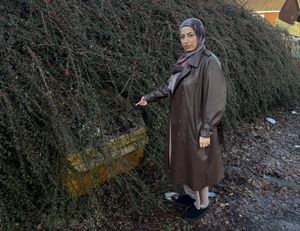 Cllr Adeela Qayyum at the site of a grit bin Dudley borough. Picture Dudley Labour Party free for LDRS use