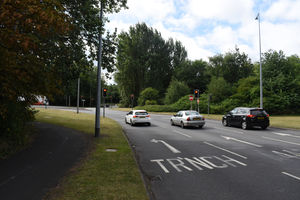 Roughly the same area today, with a traffic roundabout having obliterated part of Telford's industrial and transport heritage.