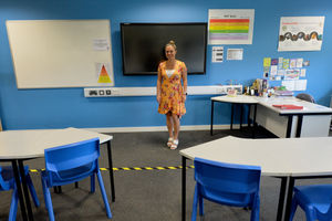 The students view of a classroom at Burton Borough School