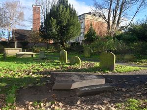 Supporting image for story: Shrewsbury's famous 'Scrooge gravestone' smashed by vandals 'starts its repair journey'