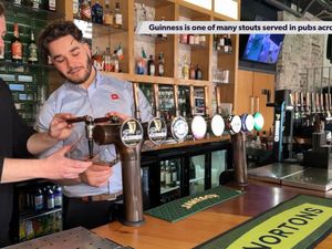 Bar staff at a Irish pub in Birmingham 