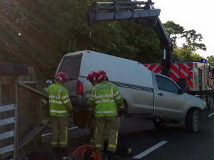 Supporting image for story: Minibus crash near primary school and livestock trailer overturning on A5 causes chaos on Shrewsbury roads