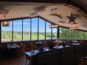 The view from the restaurant at The Barn Hotel