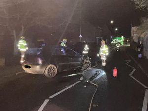 Supporting image for story: 'No people on the pavement' as car smashes into Oswestry wall and railings  