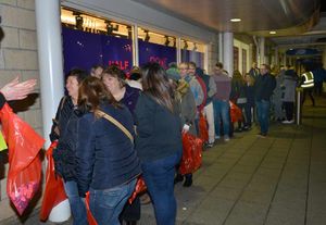 Bargain Hunters queue for the Next Sale at Telford Forge Retail Park