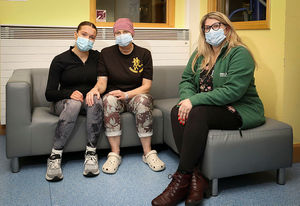 Ruth with daughter Natasha and Kelly (in green Macmillan jacket)