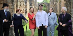 Cast members from TADLOP's production of Jesus Christ Superstar are, from left, Tim Parkes as Caiaphas, Lyndsey Bird as Herod, Emily Preece as Mary, Joseph Childs as Jesus, Katie Kinnon as Judas, and Martin Sadd as Pilate. Picture: Danny Clayton 