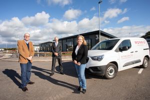 From left, Councillor David Wright with Morris Property construction manager Steve Flavell and Mandy Thorn, chair of the Marches Local Enterprise Partnership at NI Park
