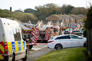 Emergency services at the incident in Cressage
