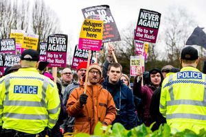 Anti-fascist and anti-racist demonstrators carried out a counter-protest next to the march in Telford