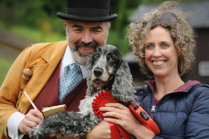 Best Bark winner Sapphy with Guy Rowland and owner Angela Crowley