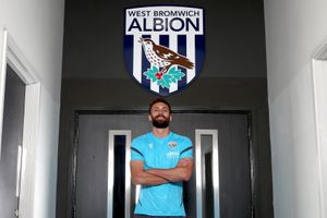 Nat Phillips is unveiled as a new signing at West Bromwich (Photo by Adam Fradgley/West Bromwich Albion FC via Getty Images)