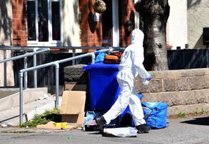Police in Hampton Street, Cannock, at the scene of the stabbing. Photo: Tim Thursfield