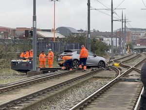 Services were halted after a car was on the tracks. Picture: Lucas Elliot