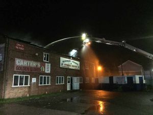 This was the scene at 1.30am, when three fire crews were still at the scene. Photo: @WestMidsFire