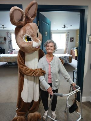 Dora Rose enjoyed a visit from the Easter Bunny