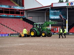 Supporting image for story: Watch: Rare sight of Walsall FC ground with no pitch as it's removed ahead of relaying