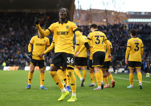 Matheus Mane celebrates the third goal (Photo by Brett Patzke - WWFC/Wolves via Getty Images)