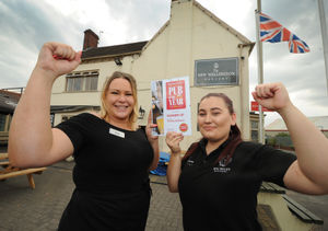 Bar maid Sami Wright, left, with chef Kelsey Hutton from second placed The New Wellington