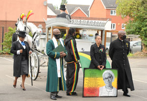 The coffin of Windrush campaigner Paulette Wilson