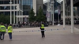 Police cordon around Centenary Square in Birmingham.