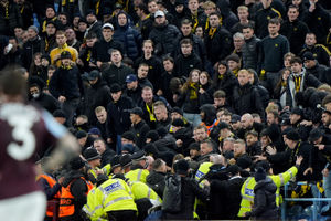 A man has been jailed for assaulting an officer following the disorder at Villa Park. Photo: PA