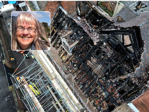 Supporting image for story: Shrewsbury fire: Drone video reveals damage from blaze which killed beloved grandmother as Salopians pledge more than £10,000 to rebuild historic home in her memory