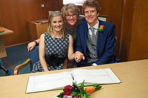 Physiotherapipst Sally Leppanen conducted the wedding of her patient Tim Mahon to Dorleta Eskamendi-Gil at Oswestry Council Chamber