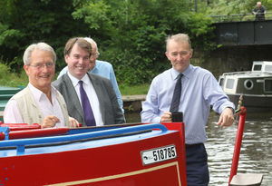 Simon Hart, Secretary of State for Wales on his visit to Welshpool with Montgomeryshire MP Craig Williams, and North Shropshire MP Owen Paterson. Picture: Phil Blagg
